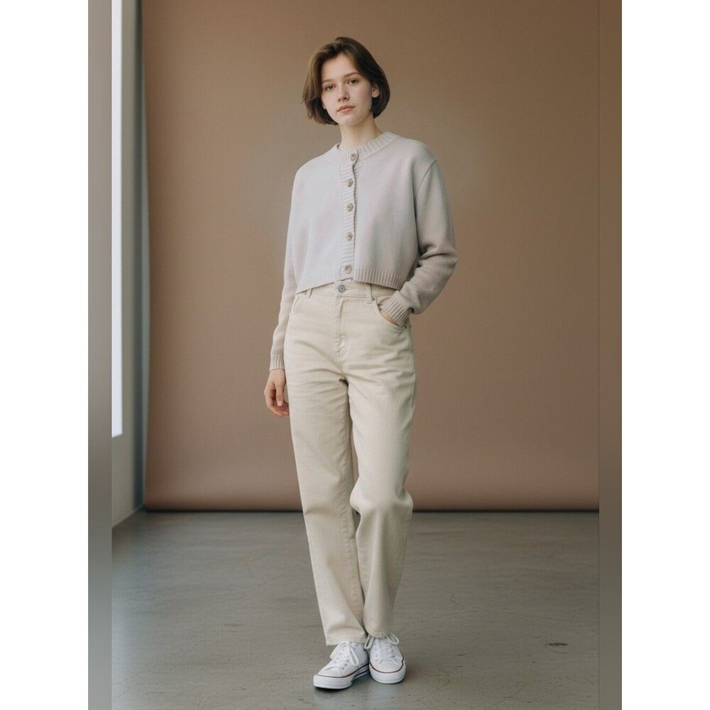 Sincerly Jules Cream Cropped Button-Up Knit Cardigan